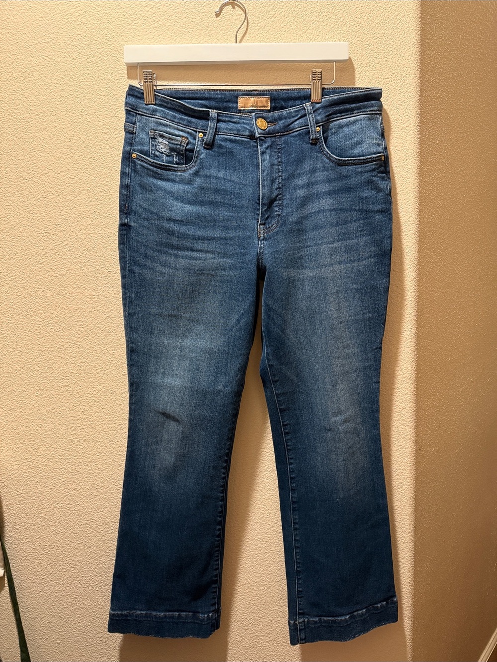 KUT from the kloth kelsey high rise fab ab ankle flare Jeans in Dark Blue